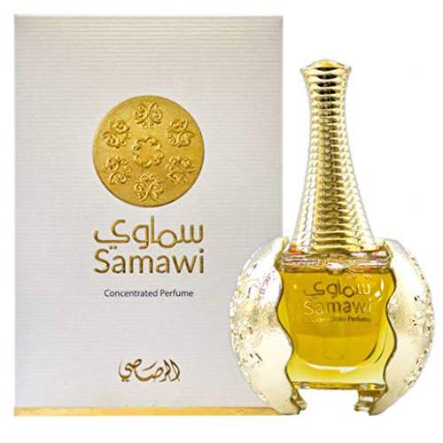 Samawi Unisex - Concentrated Perfume Oil 20 ML (0.67 oz) | Middle Eastern Blend | Sweet and Warm Composition of Roses, Amber, Sandalwood, and Musk | Elegant bottle | by Rasasi