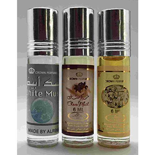 Al-Rehab 6ml Perfume Oils - Bestsellers 04 thru 6 - White Musk - Choco Musk - White Full