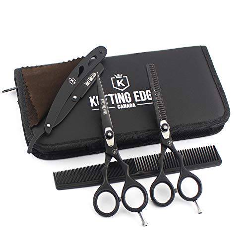 Kutting Edge - Hair Scissors Professional Hair Cutting Scissors Kit Thinning Shears - Hairdressing Scissors Set - Stainless Steel Barber Black Scissors 6.0”