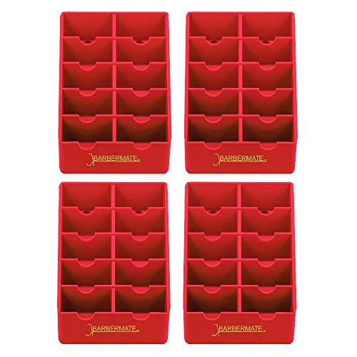 4 Pack BarberMate Blade Rack Storage Tray - Holds 10 Clipper Blades (Red)
