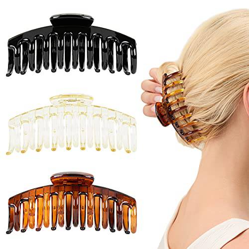 Big Hair Clips for Women Large Claw Clips for Thick Thin Hair Jumbo Hair Claw Clips, 4.33’’ Nonslip Strong Hold 12 Candy Jelly Colors Hair Clips (6 Colors, 12 Pcs)