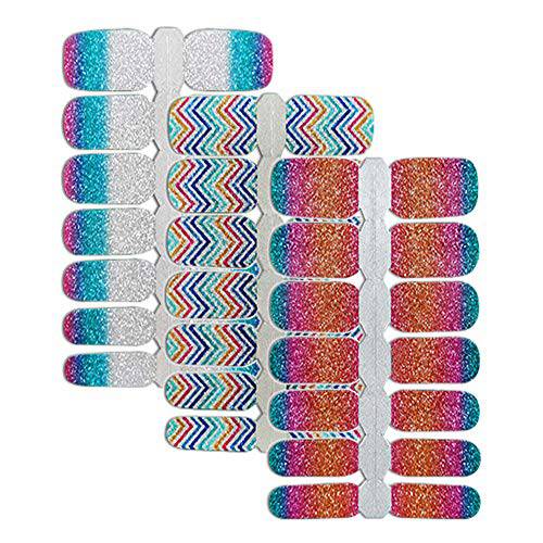 LIULI Nail Polish Strips Glitter Colorful Wraps Spring Flowers Design Stickers Press On Nail Decals for Women Girls DIY Supplies (3)