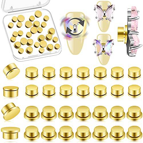 32 Pieces Spinning Nail Charms Nail Art Rotating Charms Rotary Bearing Nail Jewelry DIY Rotating Nail Tools Nail 3D Design Rings for Women Girls DIY Crafting Jewelry Accessories,Gold, 2 Sizes