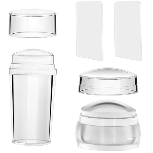 2 Set Clear Silicone Nail Stamper Set Transparent Visible Body Jelly Nails Art Template Tools with Scraper for DIY Nail