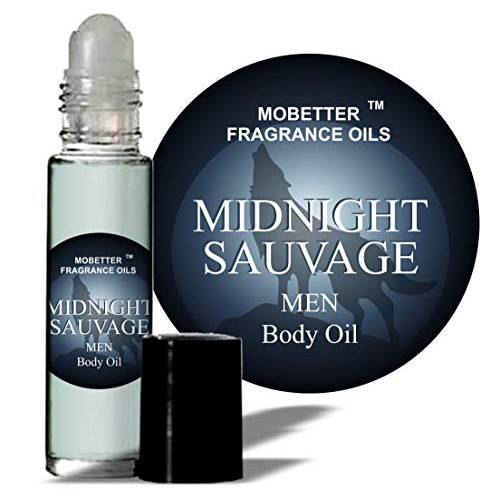 Midnight Sauvage Men Cologne Body Oil 1/3 oz roll on Glass Bottle by Mobetter Fragrance Oils