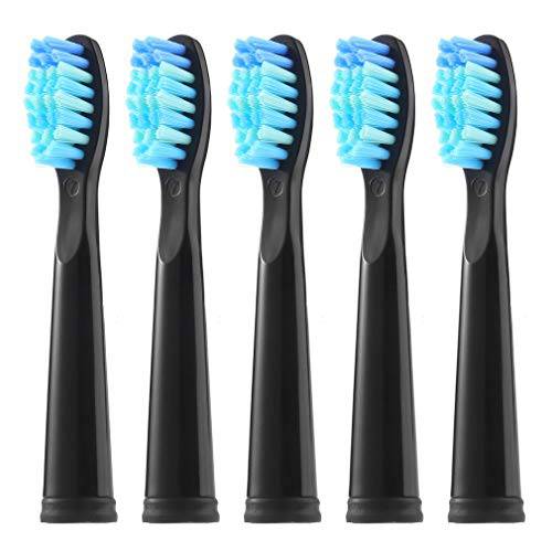 KOPBTBOY Toothbrush Replacement Heads Compatible with FW ,Toothbrush Heads Compatible with FW507/508/551/515/917/ 959/2011,FW-D1/D3/D7/D8 5pc Medium Soft Black