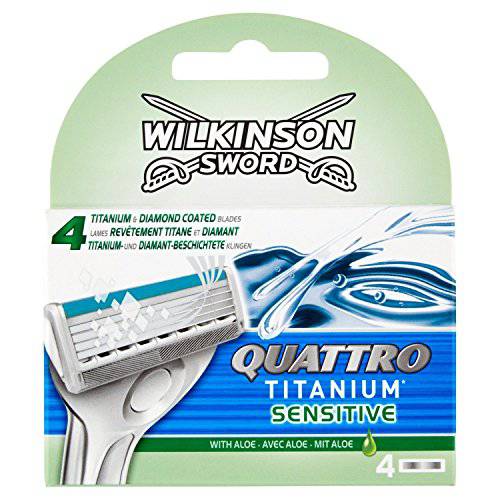 Wilkinson Sword Quattro Titanium Sensitive Razor Blade, 4 Count