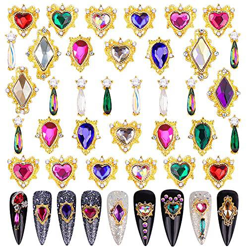 Cadeya Nail Charms, 54 Pcs Rhinestones for Nails, Nail Gems Jewels Crystal AB Diamonds Stones for 3D Nails Art Decoration