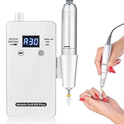 Professional Nail Drill Machine, mUGLE 30000 RPM Rechargeable Nail Drill for Acrylic Nails, Gel, Manicure/Pedicure, Portable Electric Cordless Efile Nail Drill Kit for Salon Use or Home DIY