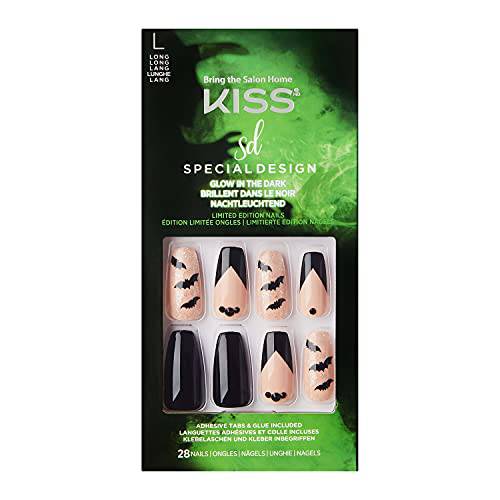 Kiss Halloween Special Design Nails - Ghostin’, Long Length, Coffin Shape, 28 Fake Nails