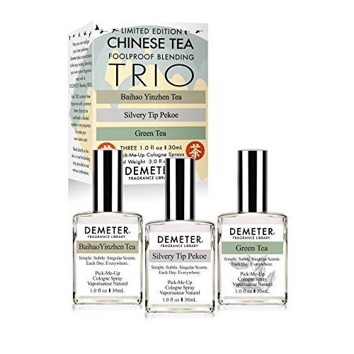 Demeter Fragrance Library Chinese Tea Foolproof Blending Set-3 Unique 1 oz Cologne Sprays - Baihao Yinzhen Tea, Silvery Tip Pekoe, Green Tea