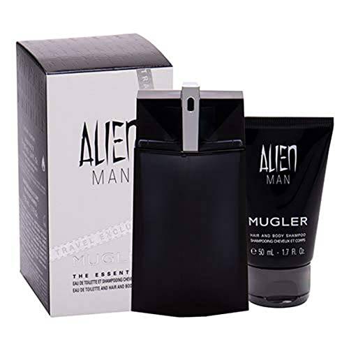 Thierry Mugler Alien Man Men 2 Pc Gift Set 3.4 oz EDT Spray, 1.7oz Hair and Body Shampoo