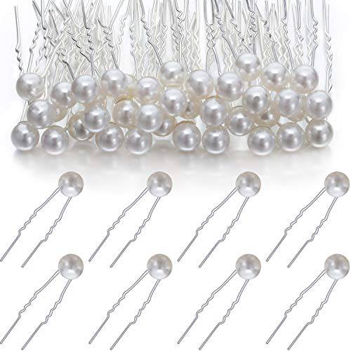 40 Packs Pearl Hair Pins Wedding Bridal Flower Pins for Brides and Bridesmaids Hair Style (0.3 Inch)