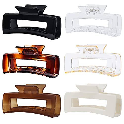 6 Pack Hair Claw Clips, 4.1 Inch Big Hair Clips, Hair Claw Clips for Women, Large Non-slip Claw Clips Rectangle Hair Claws, Square Claw Clip Acrylic Jumbo Clips for Thick Hair