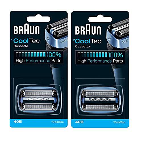 40B BRAUN Mens Electric Shaver CoolTec Foil & Cutter Pack Set Head Replacement Cassette, 2 Count