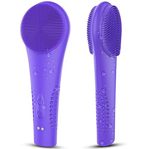 ASNME Face Cleansing Brush with 2 Silicone Sides- Waterproof Face Scrubber for Women-Sonic Face Cleansing Brush for Cleansing and Exfoliating-Rechargeable Face Wash Brush