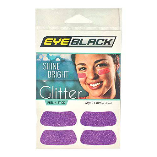 EyeBlack Purple Softball Glitter Eye Black Strips, 2 Pair