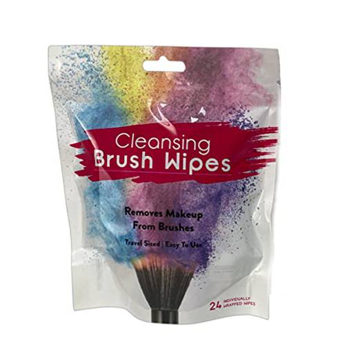 24 Individually Wrapped Makeup Brush Cleansing Cloths - Quick & Convenient Brush Cleaner Wipe- For Make up Artists Cosmetology Students Make up Tutorial ON THE GO, Travel TSA Approved