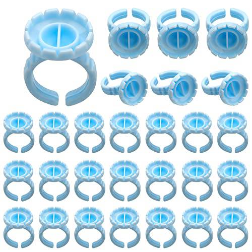 SAVITA 100pcs Smart Glue Cups for Lashes, Disposable Eyelash Fanning Cups Memory Glue Rings for Lash Extensions (Blue)