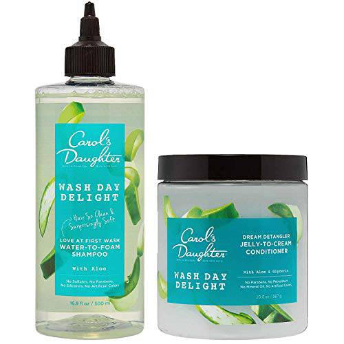 Carol’s Daughter Wash Day Delight Sulfate Free Clarifying Shampoo and Conditioner Set with Aloe ($22 Value) - For Curly, Natural Hair, 2 Full Size Products