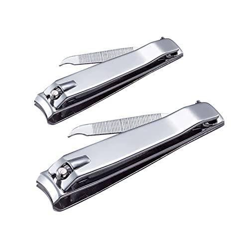Givyahan Nail Clippers Set,Sharp Stainless Steel Toenails and Fingernails Clipper Cutter,Professional Pedicure and Manicure Kit for Men Women(2pcs Silver)