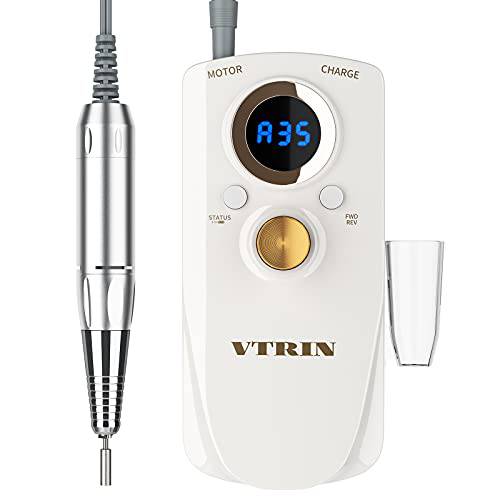 VTRIN Nail Drill Kit Portable Nail Drill Machine Electric Nail File for Acrylic Nails with Nail Drill Bits Sanding Bands Low Heat High Speed for Salon Home DIY