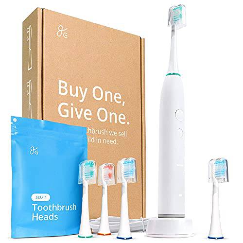 Greater Goods A Sonic Toothbrush Kit That Gives Back - 5 Total Toothbrush Heads (Soft Toothbrush Heads) | A Pack of Three Replacement Heads Equals a Bundle of Savings, Products Designed in St. Louis