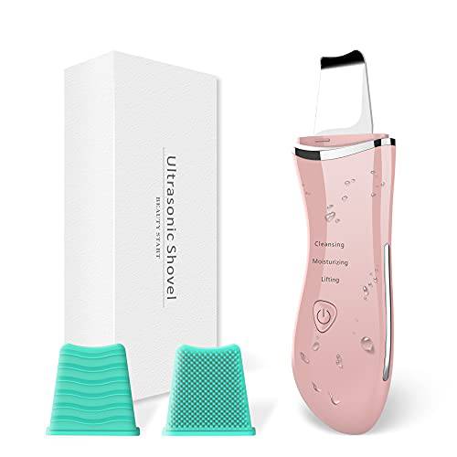 Skin Scrubber Skin Spatula Blackhead Remover Pore Cleaner Face Beauty Lifting Tool, Facial Scrubber Spatula for Deep Cleansing with 3 Modes, USB Charger&Rechargeable(Pink)