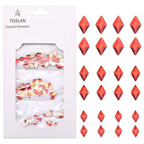 100pcs Mix 3 Sizes 3d Nail Crystal Red FlatBack Rhombus Shape Diamond Rhinestone For Craft DIY Nails Art
