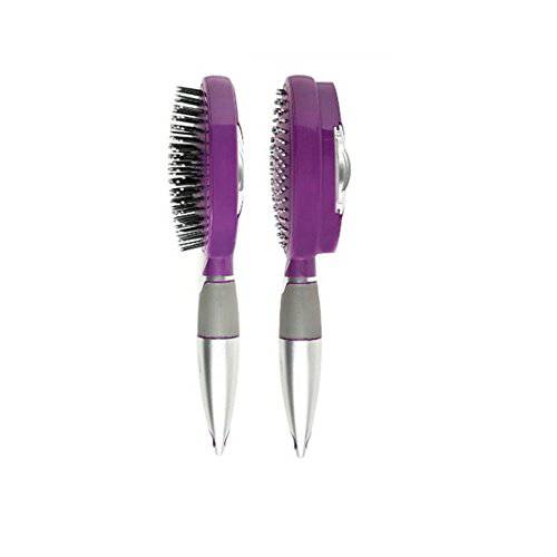 Qwik-Clean Brush - Easy Clean Retractable Bristles and Detangling Oval Brush for Curly, Straight and Thick Hair - Wet and Dry Hair - Purple