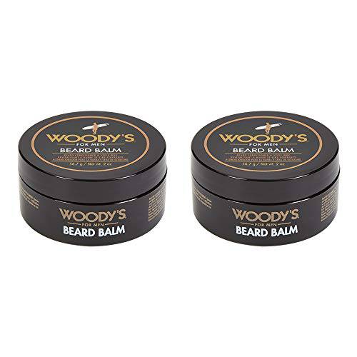 Woody’s 2-in-1 Beard Balm for Men, Beard Conditioner and Style Wax, with Blend of Coconut Oil, Panthenol, and Natural Beeswax 2-Ounce (2 Count)