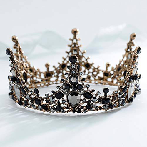 Aceorna Black Queen Crowns and Tiaras Crystal Baroque Crowns Black Rhinestones Tiara Bride Wedding Crown for Women and Girls Bridal Princess Decorative Tiaras Hair Accessories for Halloween Costume