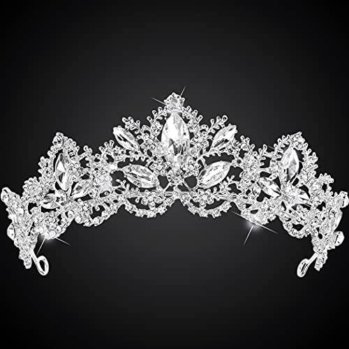 Wedding Tiara for Bride, Aprince Tiaras and Crowns for Women Birthday Princess Crown for Women Silver Queen Crowns Rhinestone Tiara for Prom Party Christmas Halloween Costume