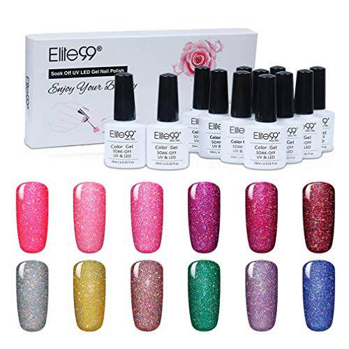 Elite99 Soak Off UV LED Gel Polish Bling Neon Color Nail Varnish Manicure Pedicure 10ML 3710