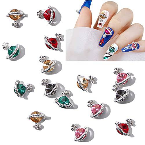 50 Pcs 3D Nail Rhinestones,HOINCO Planet Nail Charms,Cute Glitter Nail Accessories for Women Girls Nail Decoration Jewelry Making Crafts