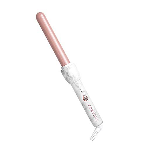 FoxyBae White Marble Rose Curling Wand - Ceramic Tourmaline Technology - Hair Curler with Negative Ions - Professional Salon Grade Hair Styling Tool (25mm)