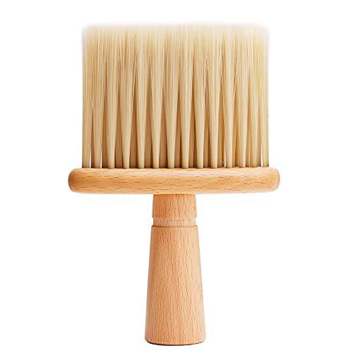 Barber Neck Duster Brush, Professional and Soft Neck Brush for Hair Cutting, Neck Duster with Wooden Handle