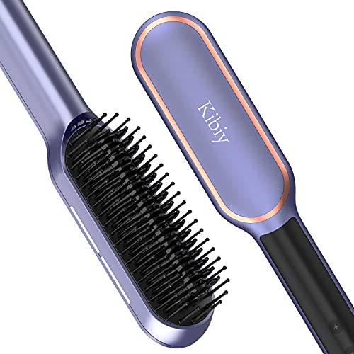 Hair Straightener Brush, Ionic Straightening Brush 2 in 1 PTC Hot Comb with 30S Fast Heating, Straightening Comb with 13 Adjustable Temperature for All Hair Types
