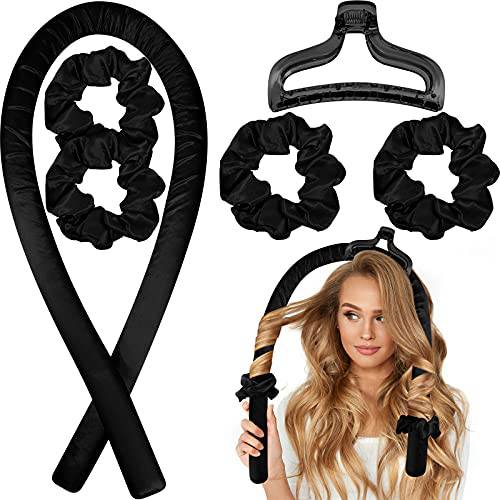 Heatless Curling Heatless Curler Rod Headband, No Heat Curls Silk Ribbon Hair Curler for Long Hair, Sleeping Soft Headband Hair Curlers DIY Hair Styling Tools (Black)