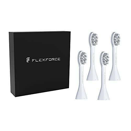 Flexforce Rotating Electric Toothbrush Replacement Heads, Sensitive Gums, Control Plaque, Clean Teeth (8 Tufts of Brush Heads, 4 Pack, White)
