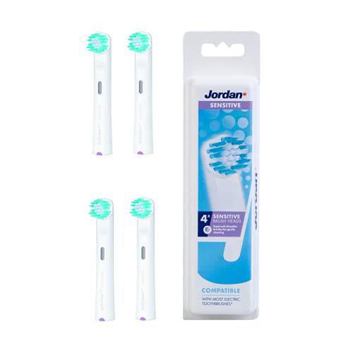 Jordan ® | Electric Toothbrush Heads for Electric Toothbrush with Oscillating & Rotating Technology | Sensitive Extra Gentle Cleaning Electric Toothbrush Head | Oral B Compatible | 4 Units Pack