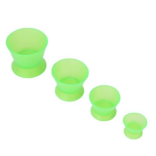 4pcs Silicone Mixing Bowls Set, Paint Facial Mask Blending Dental Material Mixing Bowl Oral Hygiene Dental Tools for Alginate and Plaster Materials, Filler and Grout(Green and transparent)