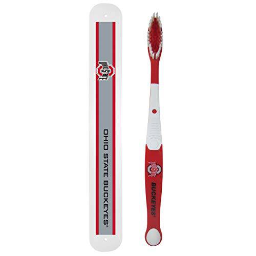 Siskiyou Sports NCAA Ohio State Buckeyes Unisex Travel Set Toothbrush and Travel Case, White, One Size