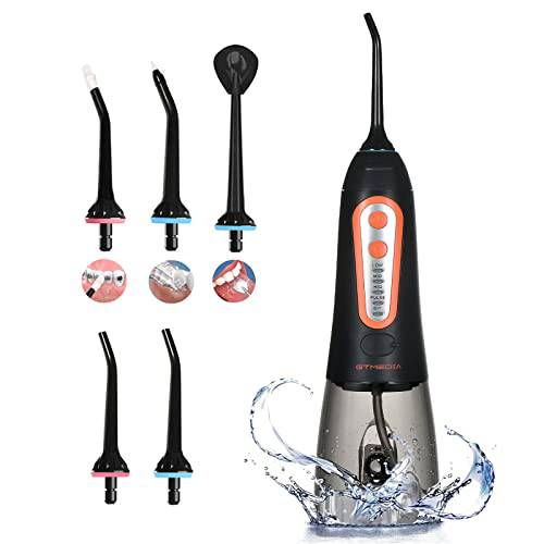 Professional Water Flosser Cordless Oral Irrigator: with 5 Modes, 5 Replaceable Jet Tips, Rechargeable Waterproof Dental Teeth Cleaner for Home and Travel