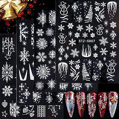 AIBEE 5D Nail Art Stickers - 3 Sheets Embossed Self-Adhesive Nail Sticker Butterfly Flower Nail Decals Nail Design Stickers French Tip Nail Stickers DIY Nail Decoration for Girls Women
