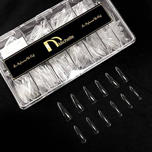 Michelle Gel Nail Tips Kit 500Pcs Pre-shaped Clear Full Cover False Nails for Gel Art Polish, Soak Off Easy Nail Extensions Acrylic Nails False Press on Nail Tips