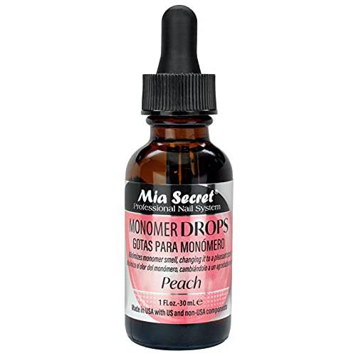 Mia Secret Monomer Drops Peach Scent, 1oz - Odor Out Drops for Liquid Acrylic Monomer - Liquid Monomer Odor Neutralizer