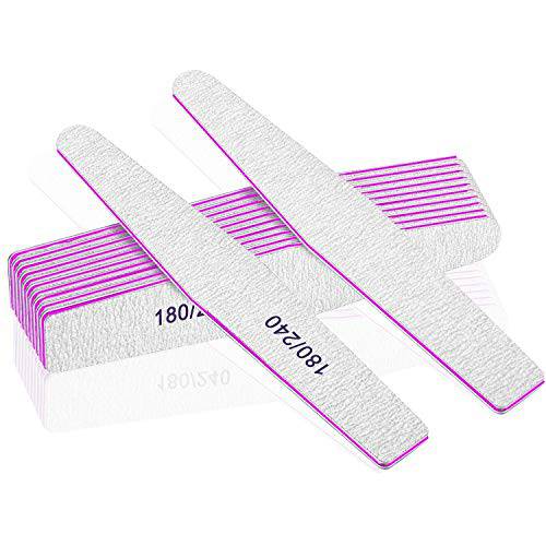 Professional Nail Files, Emery Board Nail File for Natural Nails 100/180/240 Grit Nail Files for Acrylic Nails 12pcs Fine Grit Nail File Manicure Tools Coarse Fingernail Files (180/240 Grit)