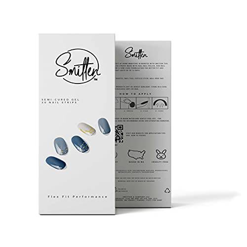 SMITTEN Tips Semi Cured Gel Nail Polish Strips | 30 Nail Art Stickers/ Wraps | Nail Kit Good for Two Manicures | 14 Day Wear | Holographic Glitter (Galileo)