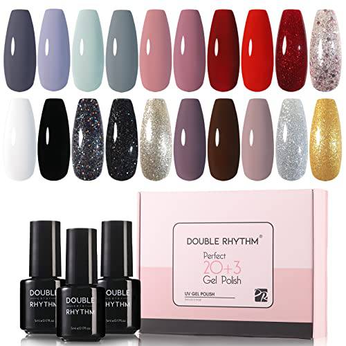 Gel Nail Polish Kit 20 Colors 5ml each Bottle Glitter Nude Neon Nail Set Art Manicure Salon DIY at Home(Pack 6 - Infinite Season)…